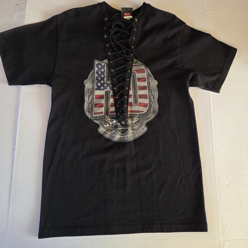 Harley-Davidson Bravado Black Lace-Up Womens Tee - Picture 2 of 8